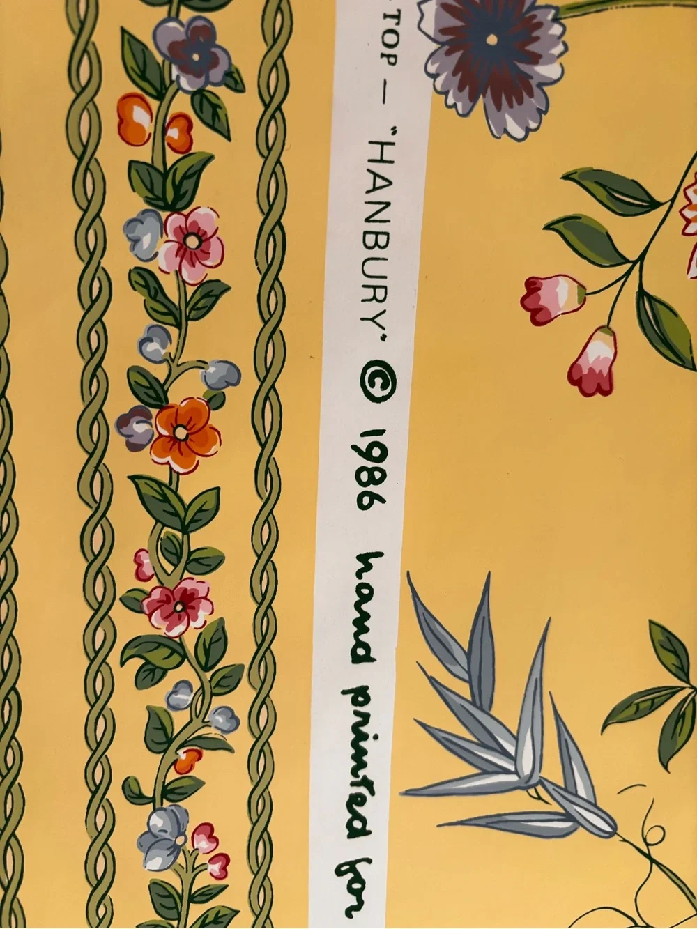 Hand-Printed “Hanbury “  for Bailey and Griffin Floral Wallpaper roll